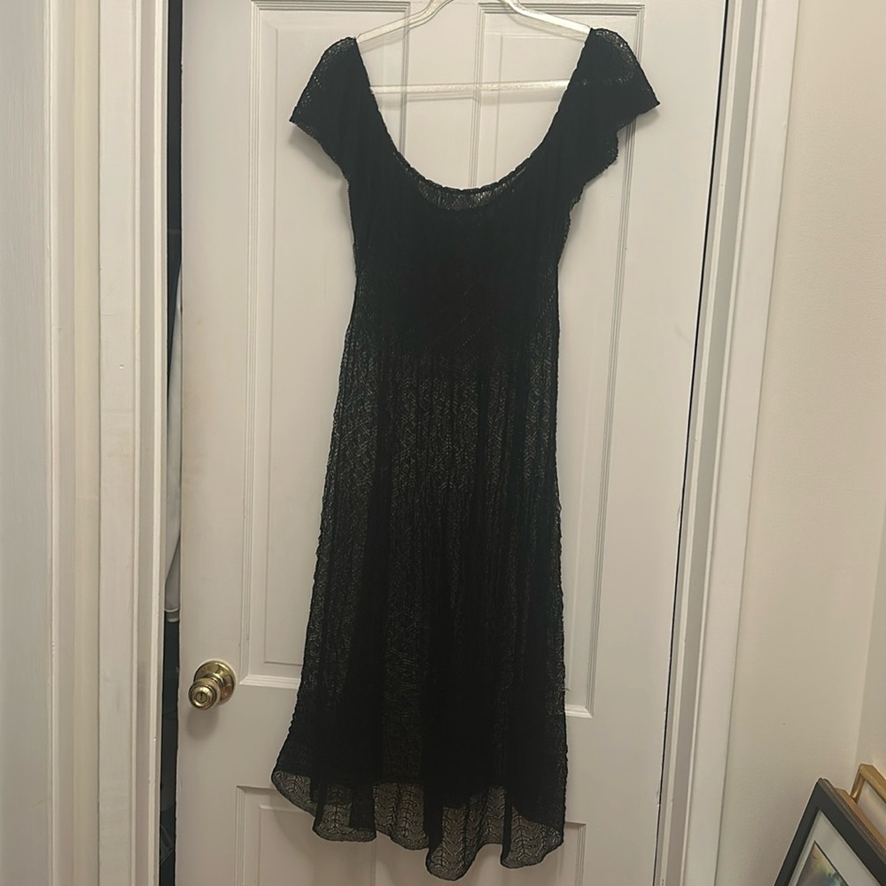EUC ZARA SEXY BLACK SHEER LACE MIDI DRESS SIZE XL (No Lining/Tags Removed)